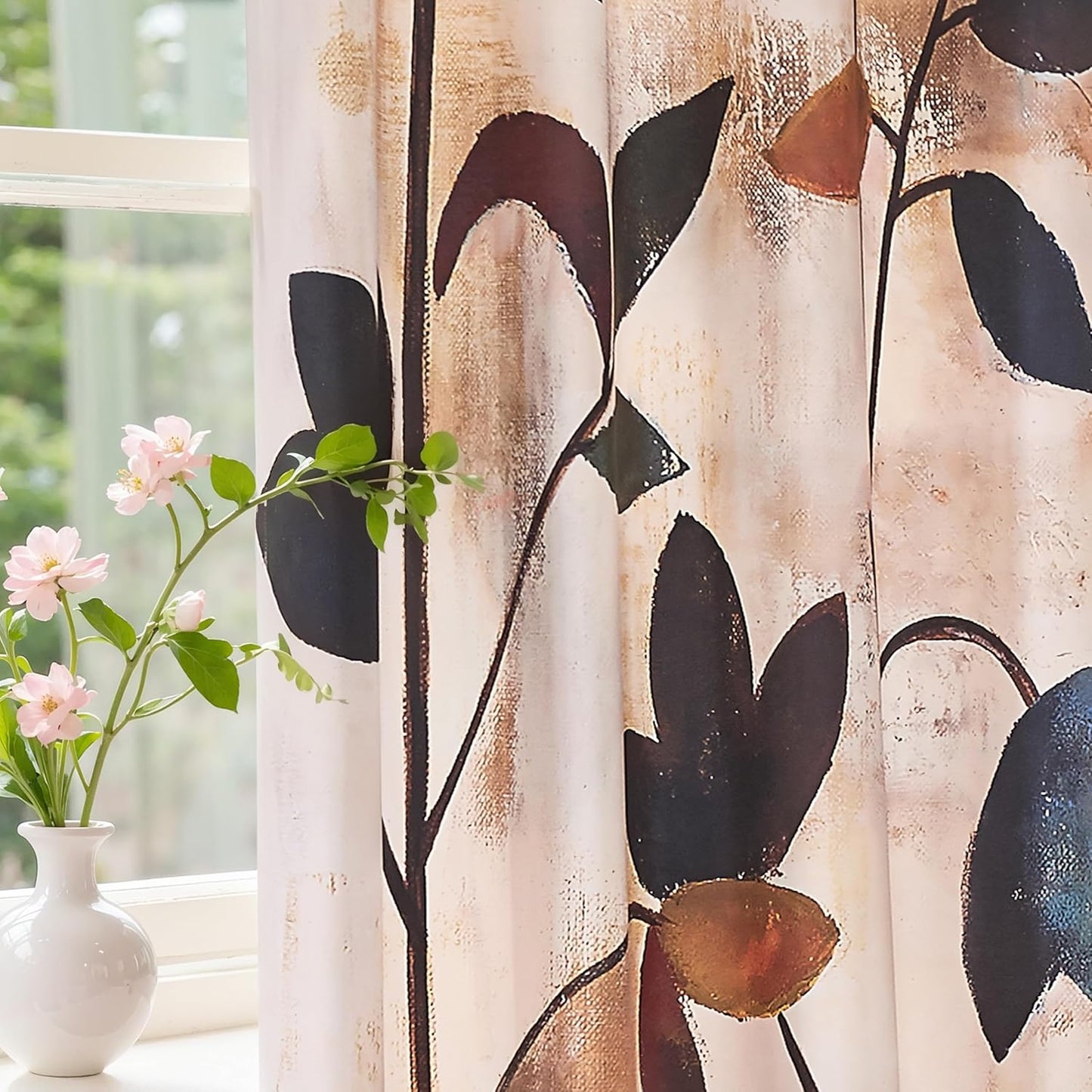 SUBRTEX Blackout Curtains 52Wx84L, Room Darkening Floral Curtains, Thermal Insulated 2 Panels Window Drapes, Boho Farmhouse Curtains for Living Room Bedroom Window Treatments, Blue