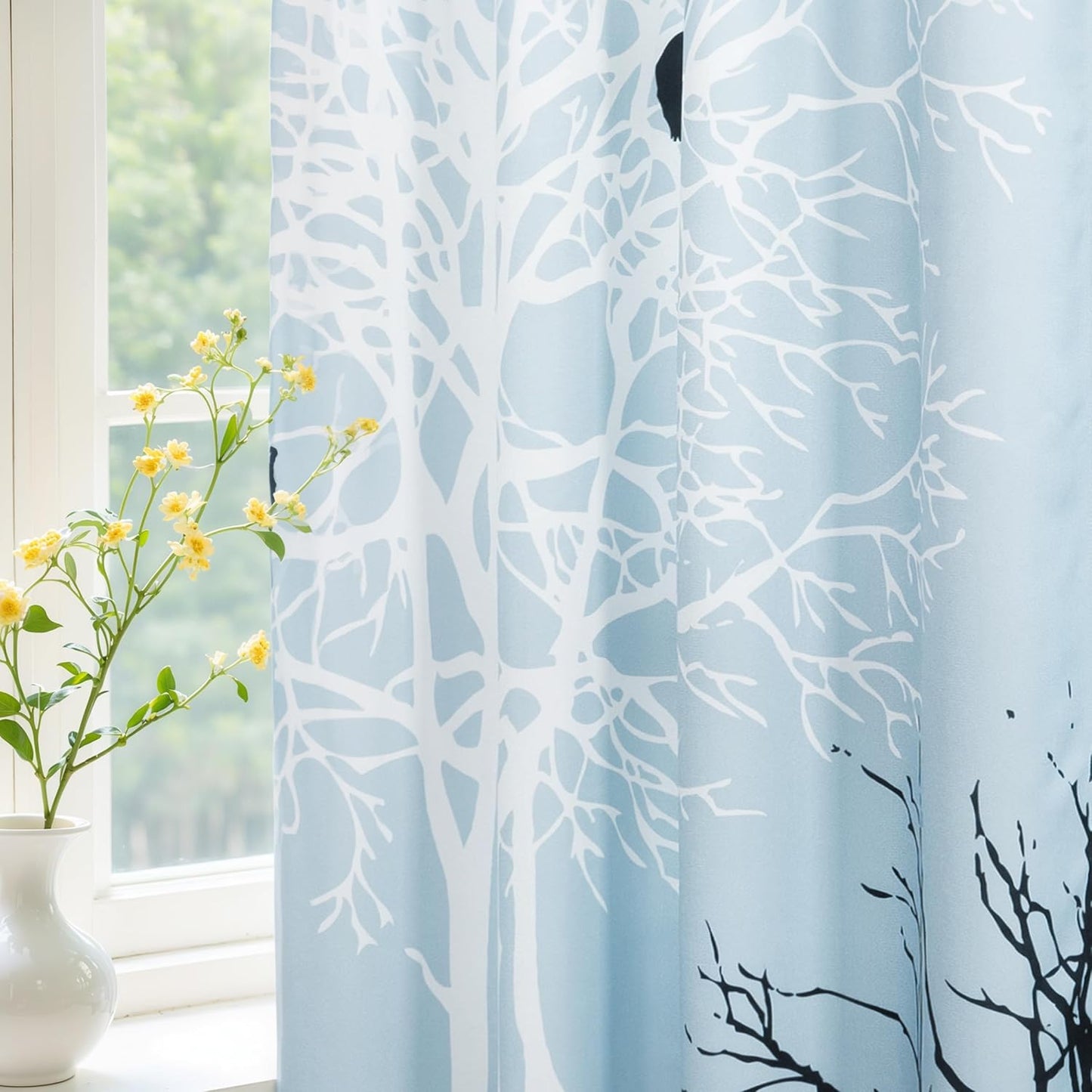 SUBRTEX Blackout Curtains 52Wx84L, Room Darkening Floral Curtains, Thermal Insulated 2 Panels Window Drapes, Boho Farmhouse Curtains for Living Room Bedroom Window Treatments, Blue