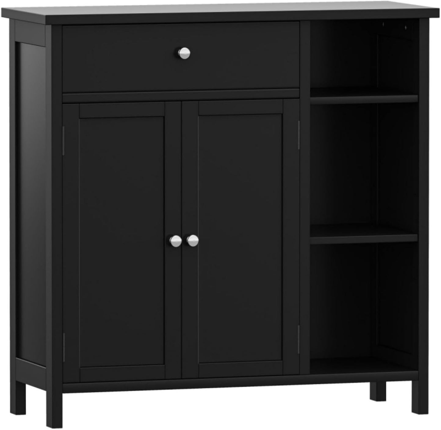Irontar Bathroom Cabinet with Doors, Bathroom Floor Cabinet with Drawer & Adjustable Shelf, Kitchen Cupboard Storage for Living Room, Entryway, White