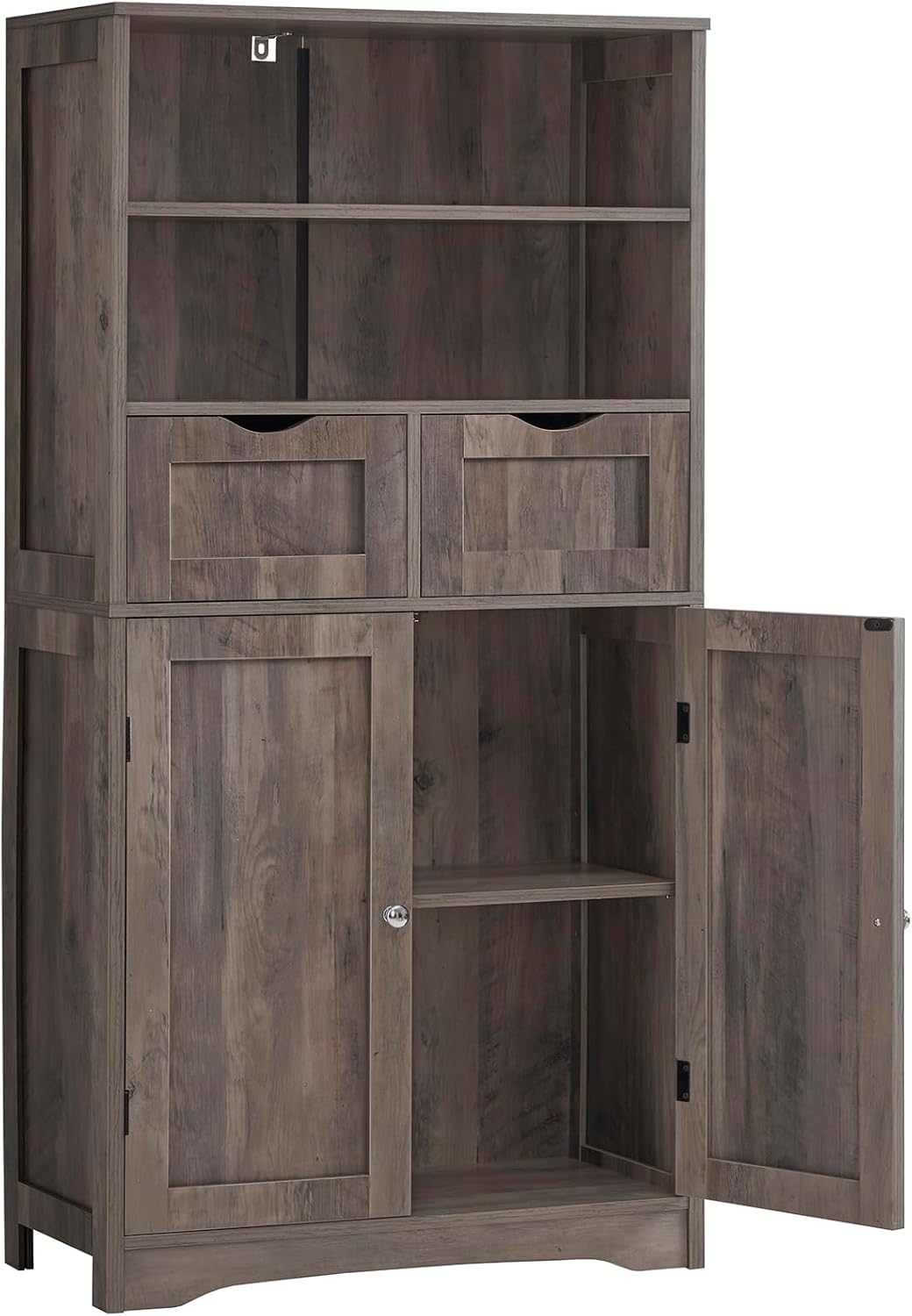 Iwell Tall Bathroom Cabinet, Storage Cabinet with 2 Drawers & Adjustable Shelves, Bathroom Storage Cabinet for Living Room, Dining Room, Entryway, White