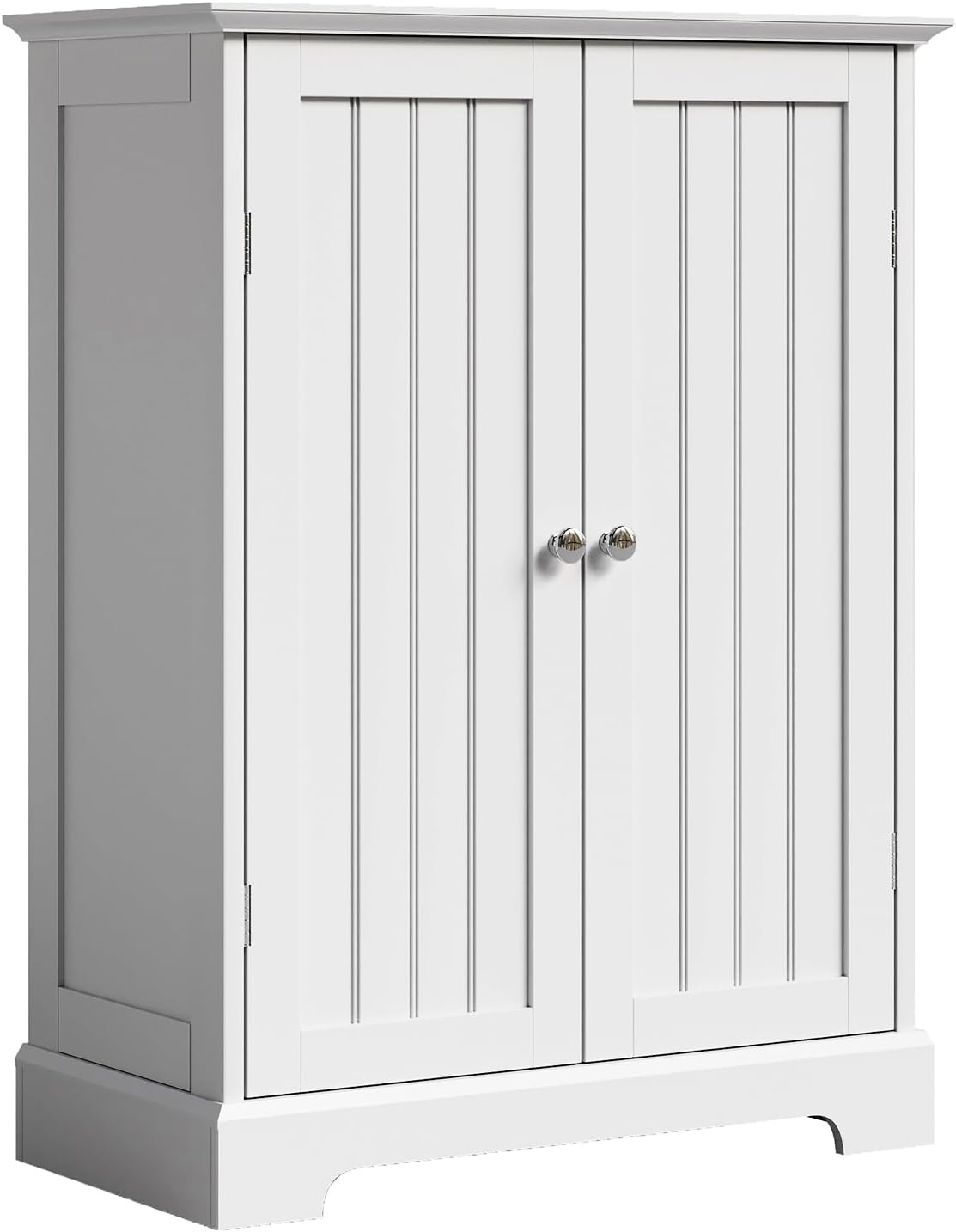 ChooChoo Bathroom Floor Cabinet, Modern Bathroom Storage Cabinet with 4 Doors and Adjustable Shelves, Freestanding Cupboard for Living Room, White