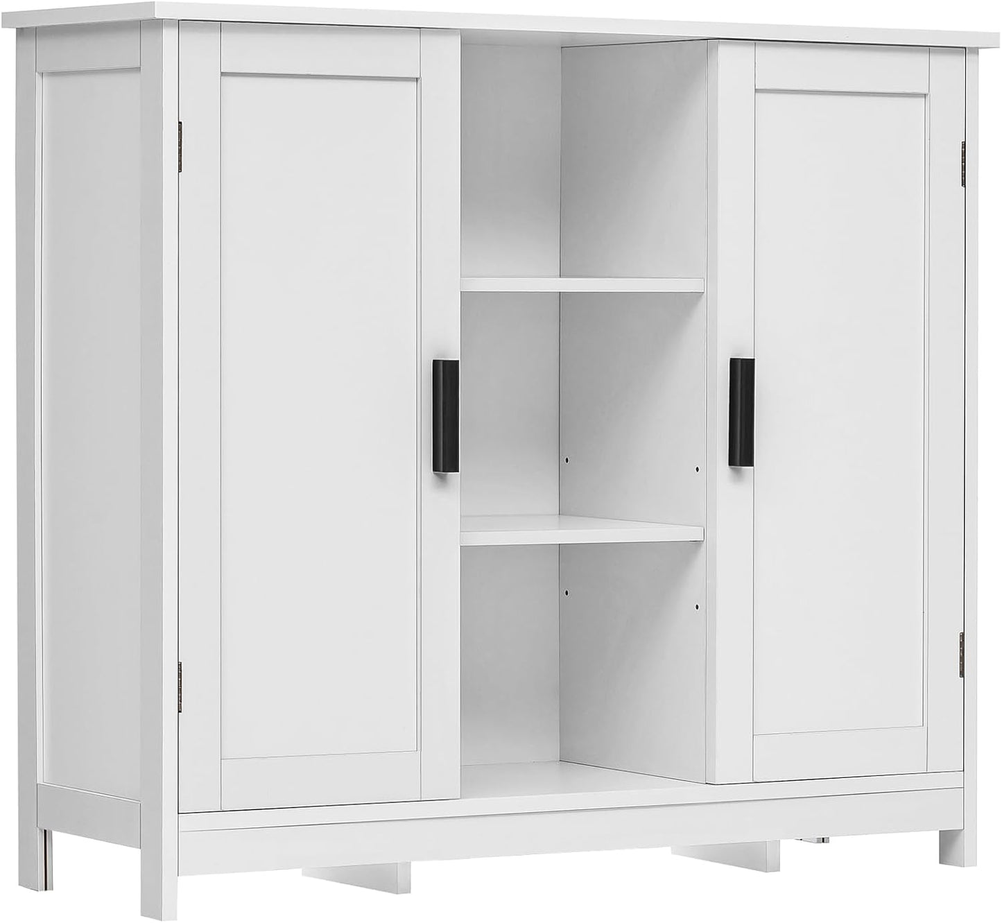Iwell Tall Bathroom Cabinet, Storage Cabinet with 2 Drawers & Adjustable Shelves, Bathroom Storage Cabinet for Living Room, Dining Room, Entryway, White