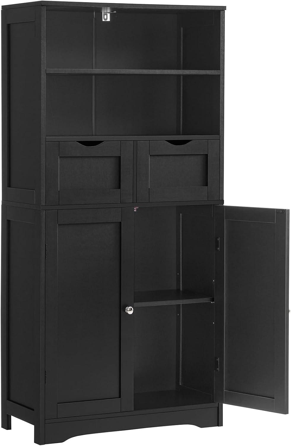 Iwell Tall Bathroom Cabinet, Storage Cabinet with 2 Drawers & Adjustable Shelves, Bathroom Storage Cabinet for Living Room, Dining Room, Entryway, White