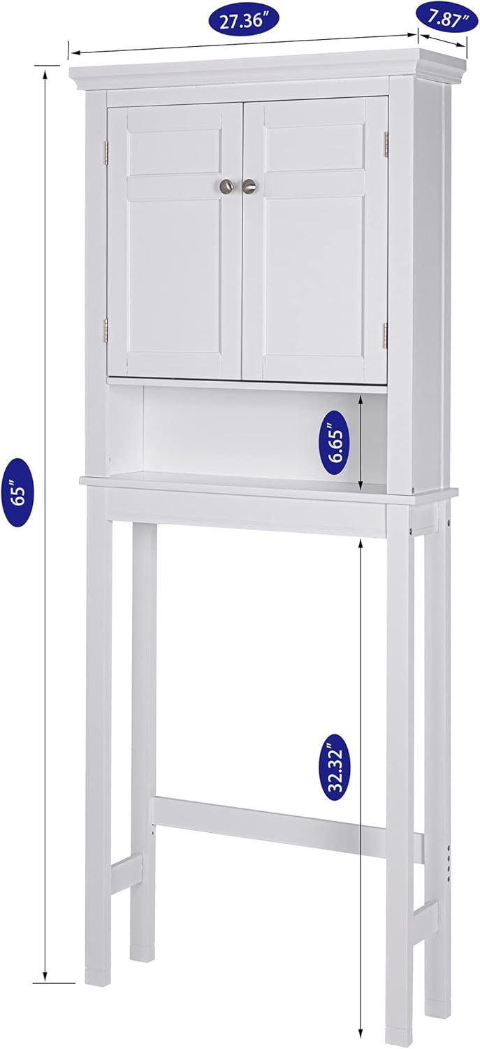 Spirich Over The Toilet Storage Cabinet, Bathroom Shelf Over The Toilet, Over Toilet Bathroom Organizer (White)