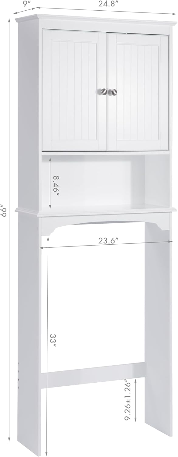 Spirich Over The Toilet Storage Cabinet, Bathroom Shelf Over Toilet, Bathroom Storage Cabinet Organizer, White