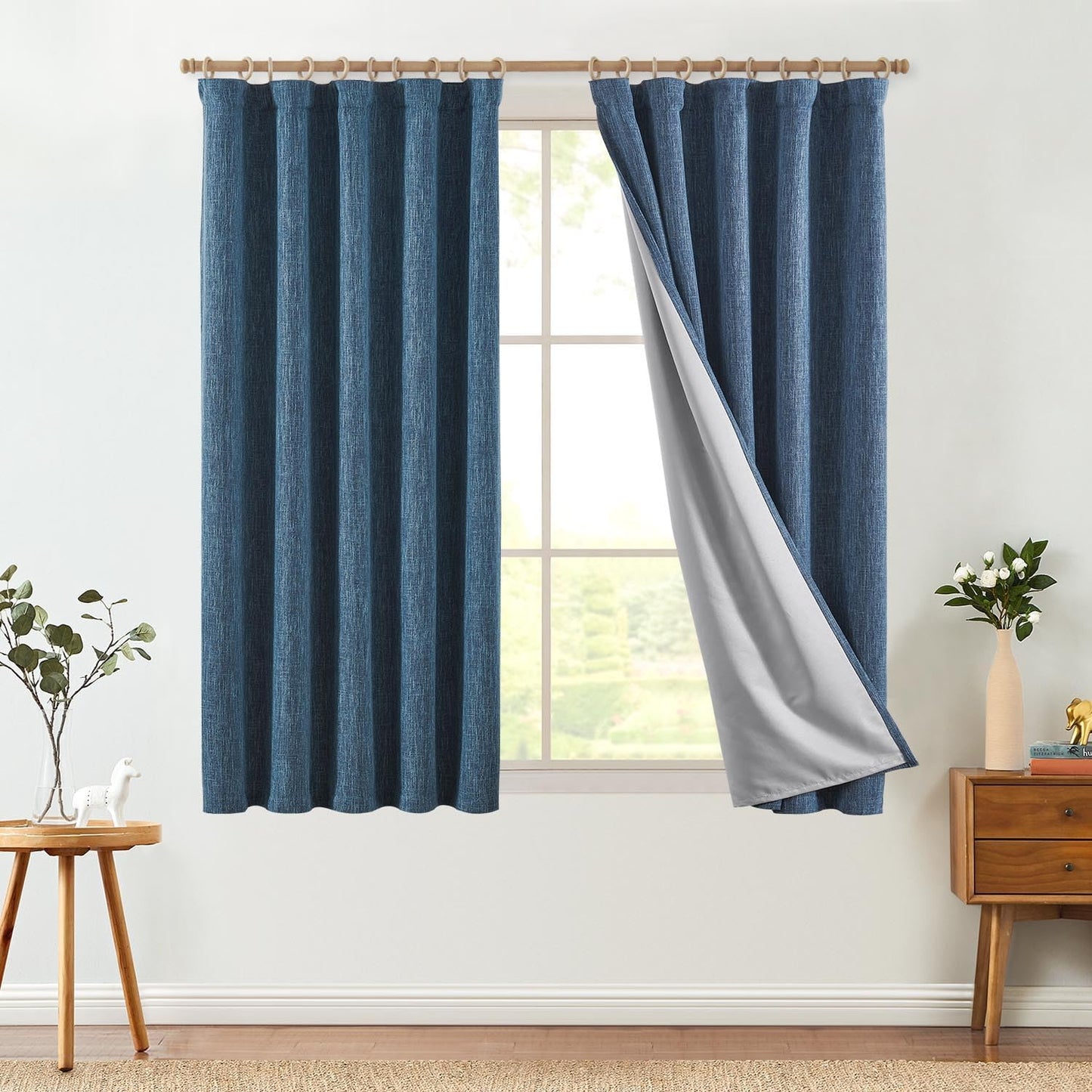 JINCHAN Burlap Look Blackout Curtains, 84 Inch Lined Linen Look Panels for Bedroom & Living Room, Darkening Window Curtains, Taupe, 2 Panels