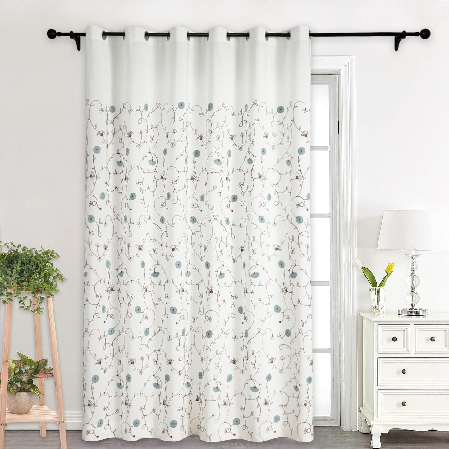 VOGOL Light Brown Leaves Printed Curtains & Drapes, 2 Panels Light Filtering Privacy Curtains for Bedroom Living Room, 52 x 84 Inches Linen Textured Window Treatment, Grommet Top