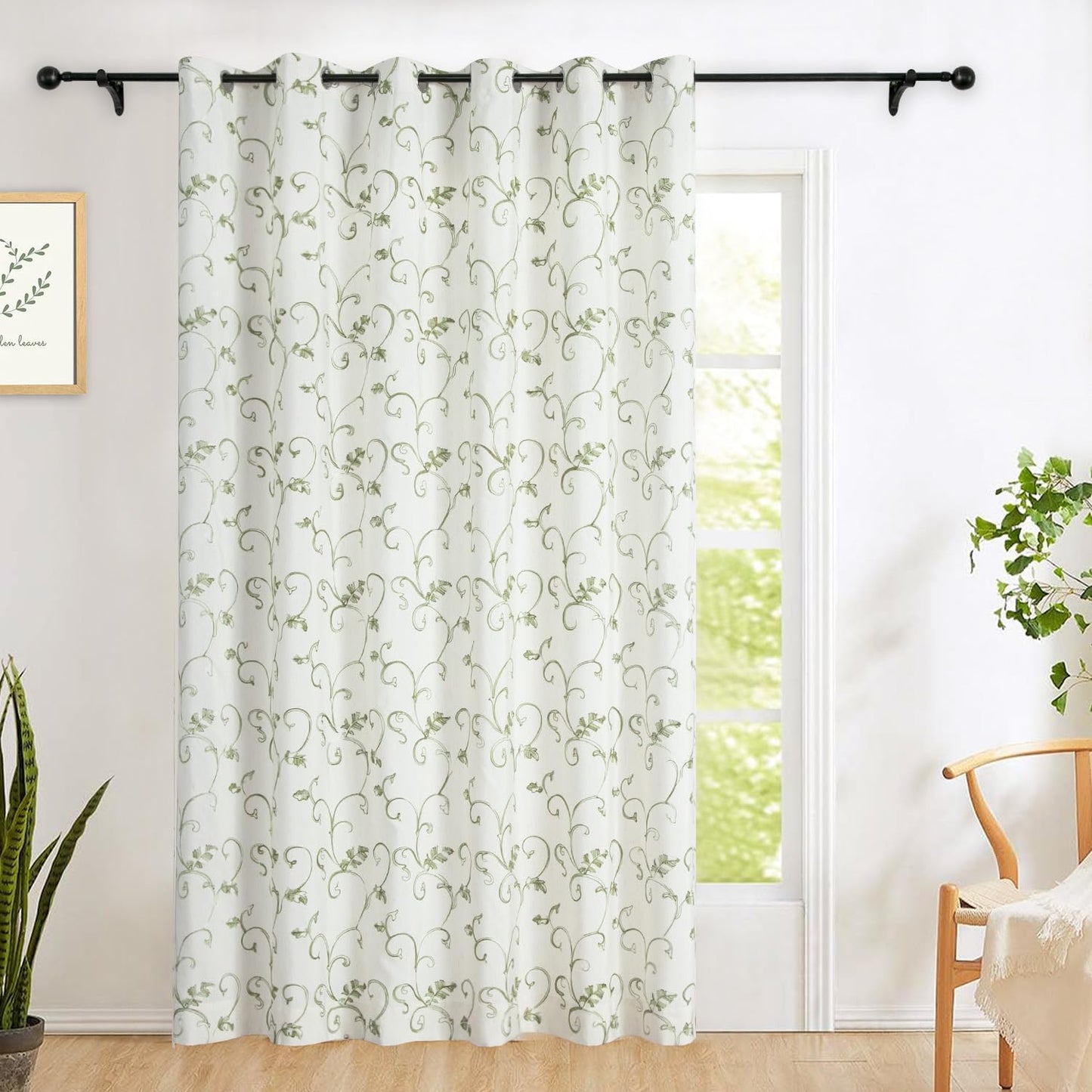 VOGOL Light Brown Leaves Printed Curtains & Drapes, 2 Panels Light Filtering Privacy Curtains for Bedroom Living Room, 52 x 84 Inches Linen Textured Window Treatment, Grommet Top