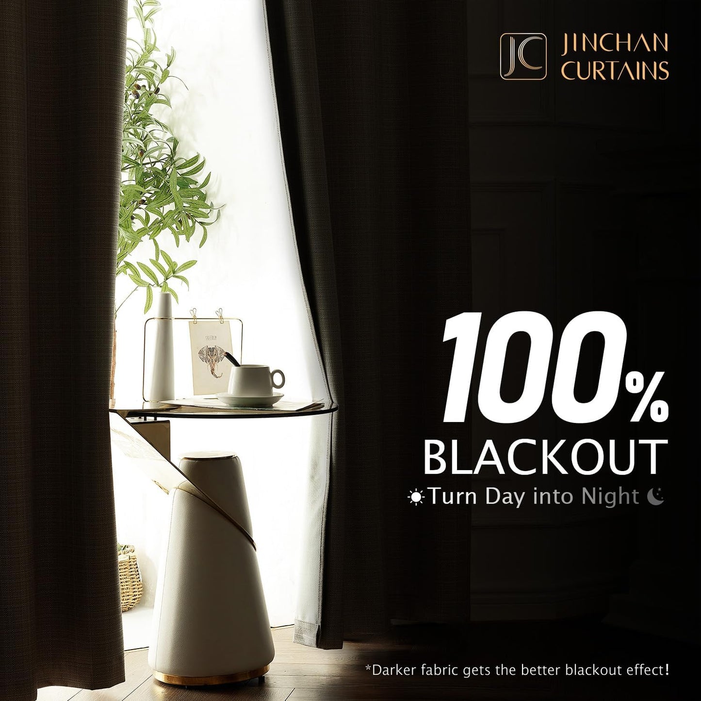 JINCHAN Burlap Look Blackout Curtains, 84 Inch Lined Linen Look Panels for Bedroom & Living Room, Darkening Window Curtains, Taupe, 2 Panels