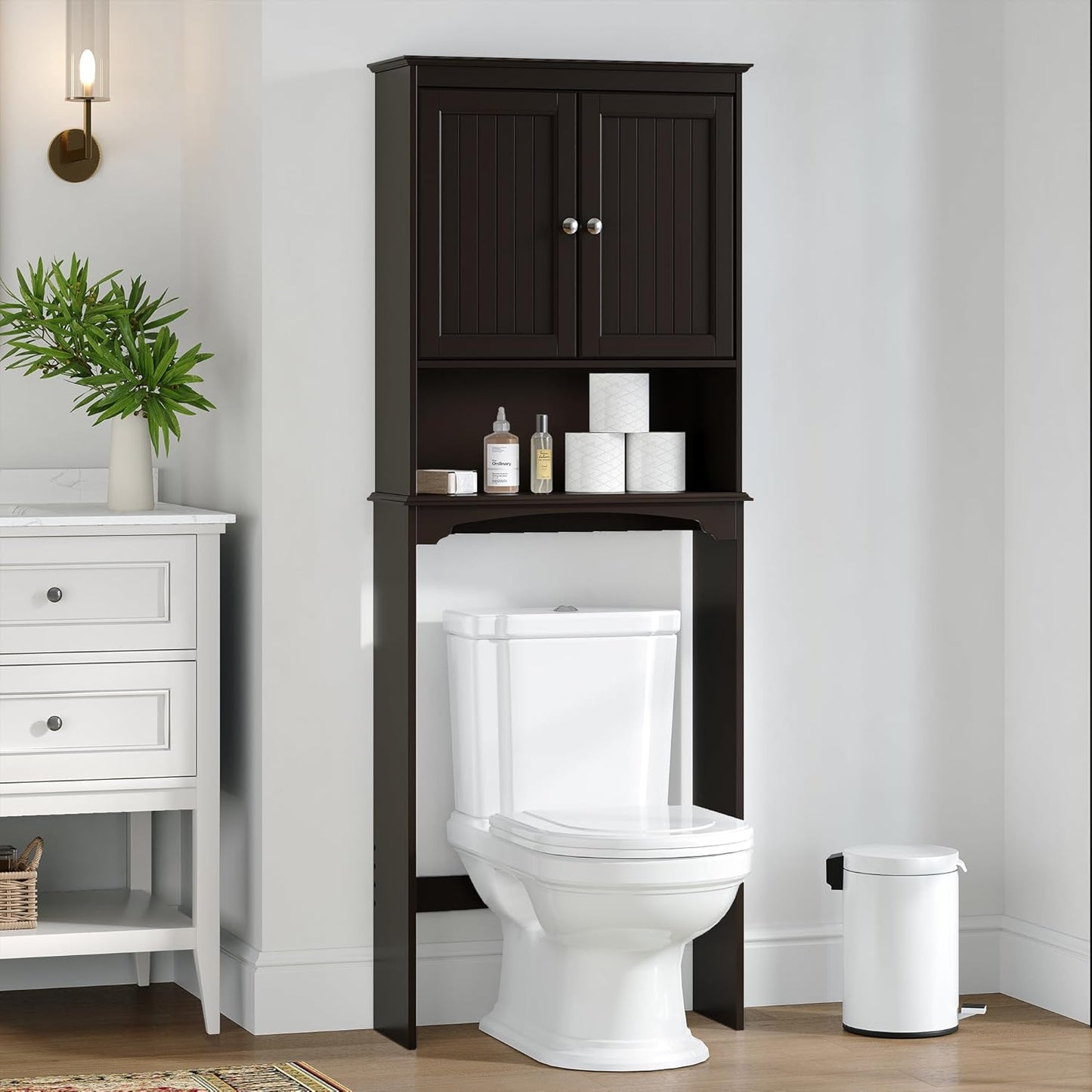 Spirich Over The Toilet Storage Cabinet, Bathroom Shelf Over Toilet, Bathroom Storage Cabinet Organizer, White