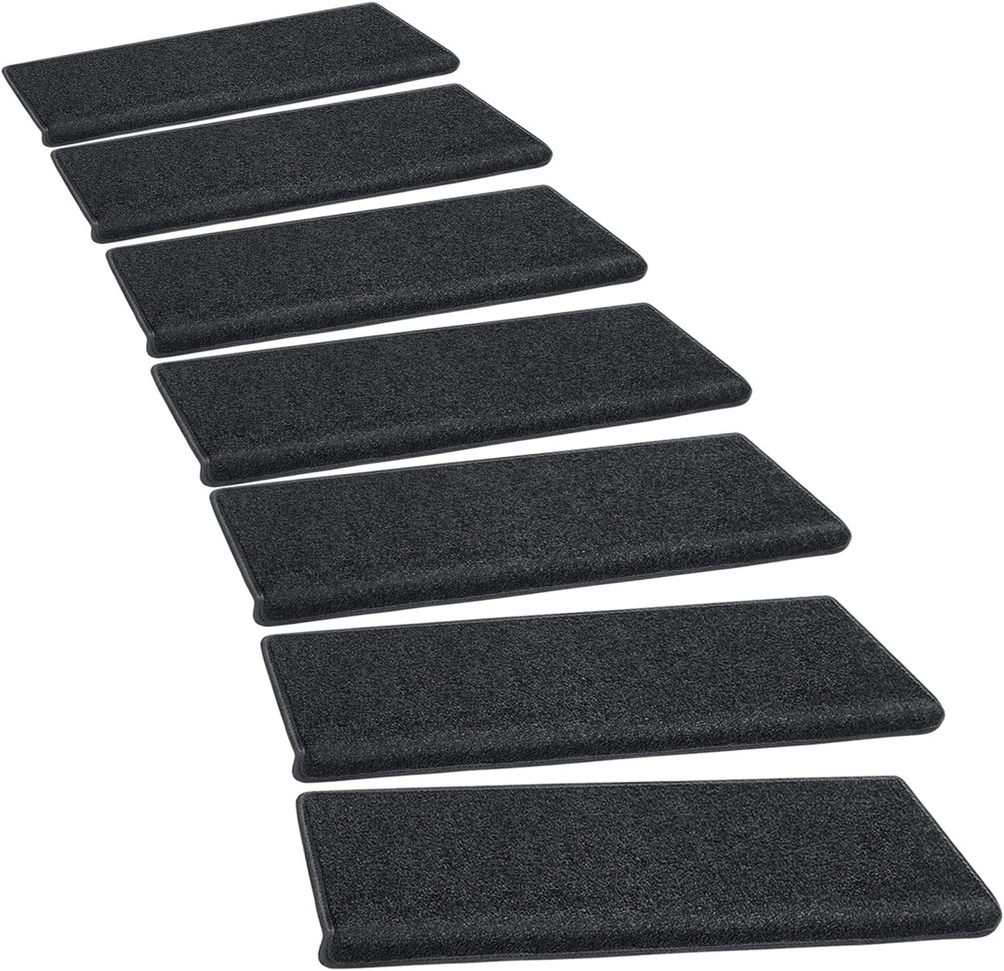 PURE ERA Bullnose Carpet Stair Treads Set Tape Free Non-Slip Indoor Stair Protectors Pet Friendly Rugs Covers Soft Skid Resistant Washable Reusable 9.5" x 30"(14 Pieces,Cream Gray)