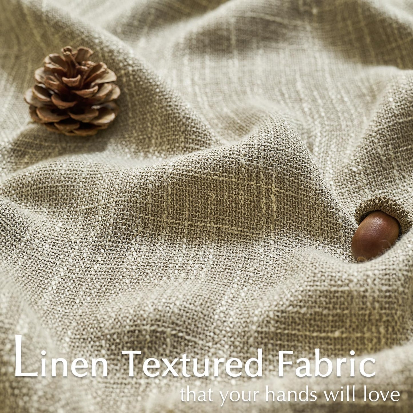 JINCHAN Burlap Look Blackout Curtains, 84 Inch Lined Linen Look Panels for Bedroom & Living Room, Darkening Window Curtains, Taupe, 2 Panels