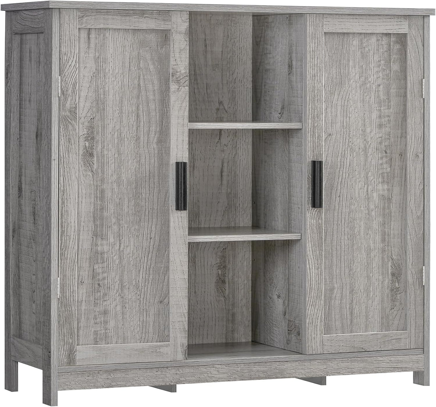 Iwell Tall Bathroom Cabinet, Storage Cabinet with 2 Drawers & Adjustable Shelves, Bathroom Storage Cabinet for Living Room, Dining Room, Entryway, White