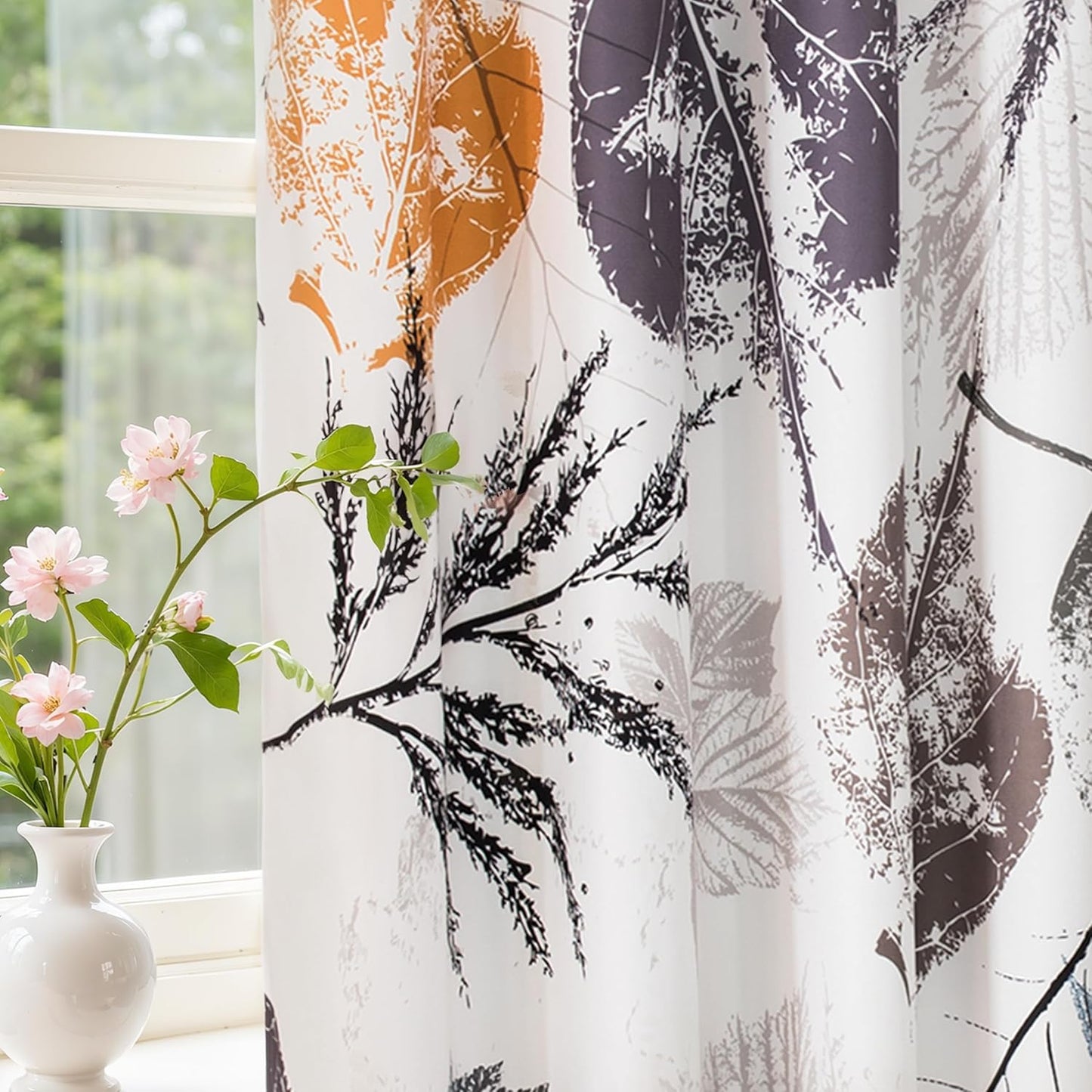 SUBRTEX Blackout Curtains 52Wx84L, Room Darkening Floral Curtains, Thermal Insulated 2 Panels Window Drapes, Boho Farmhouse Curtains for Living Room Bedroom Window Treatments, Blue