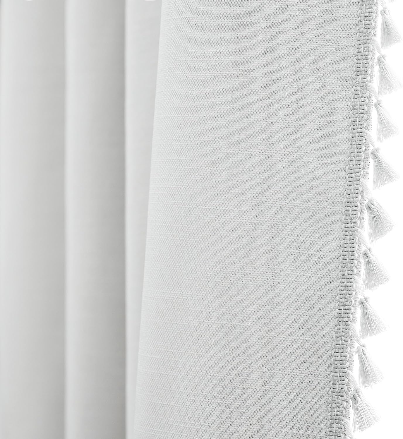 Linen Blackout Curtains for Living Room 84 Inches Long Boho Black Out Curtains for Bedroom Thermal Insulated Light Blocking Drapes 2 Panels Set Noise Reduction Curtain