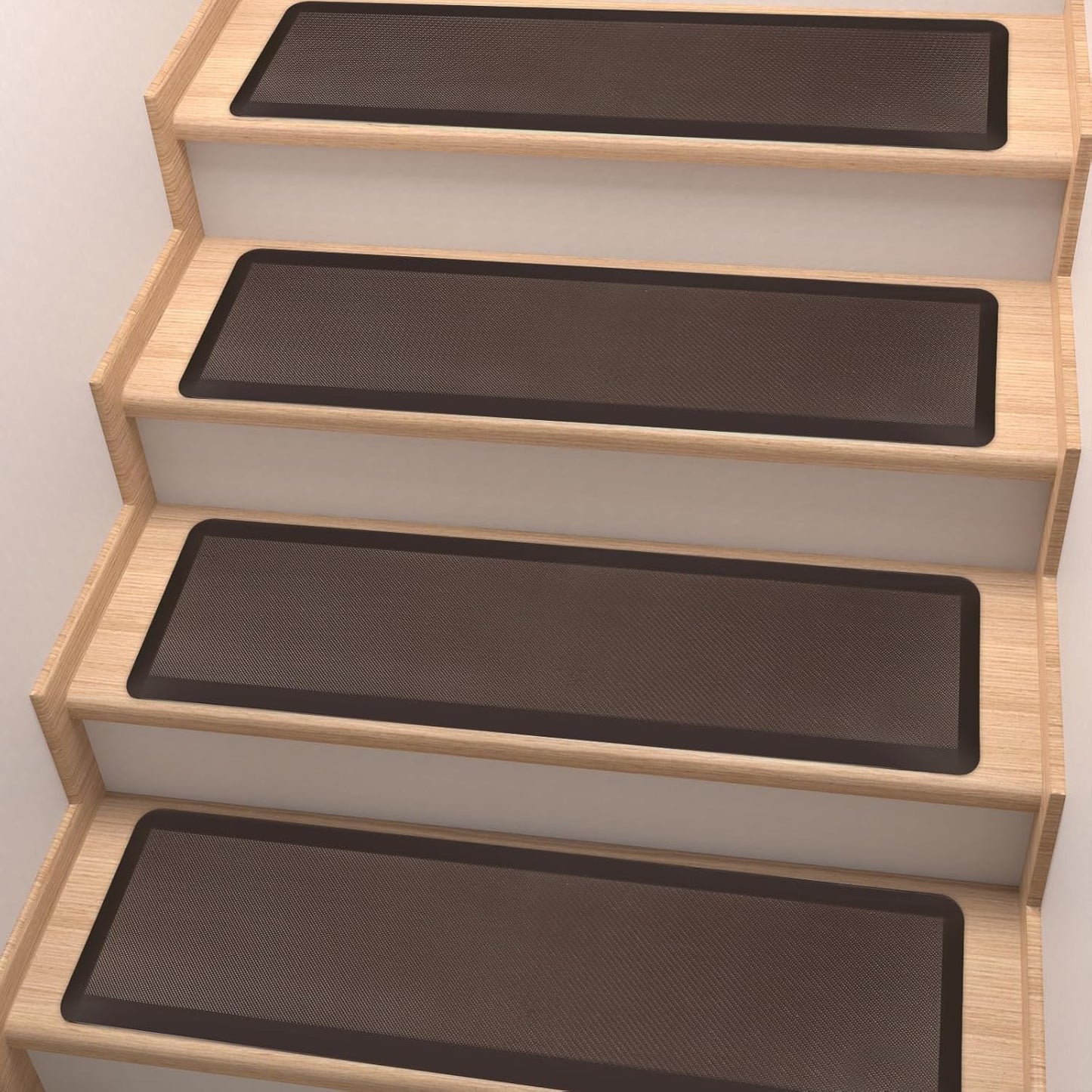PURE ERA Non Slip Cushioned Stair Treads Anti Fatigue Indoor Stair Protectors Skid Resistant Tape Free Stair Comfort Mats Washable 8"x30" (12Pieces,Ligh Gray)
