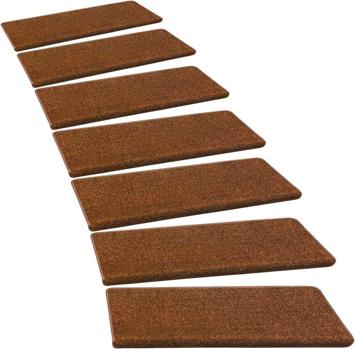 PURE ERA Bullnose Carpet Stair Treads Set Tape Free Non-Slip Indoor Stair Protectors Pet Friendly Rugs Covers Soft Skid Resistant Washable Reusable 9.5" x 30"(14 Pieces,Cream Gray)