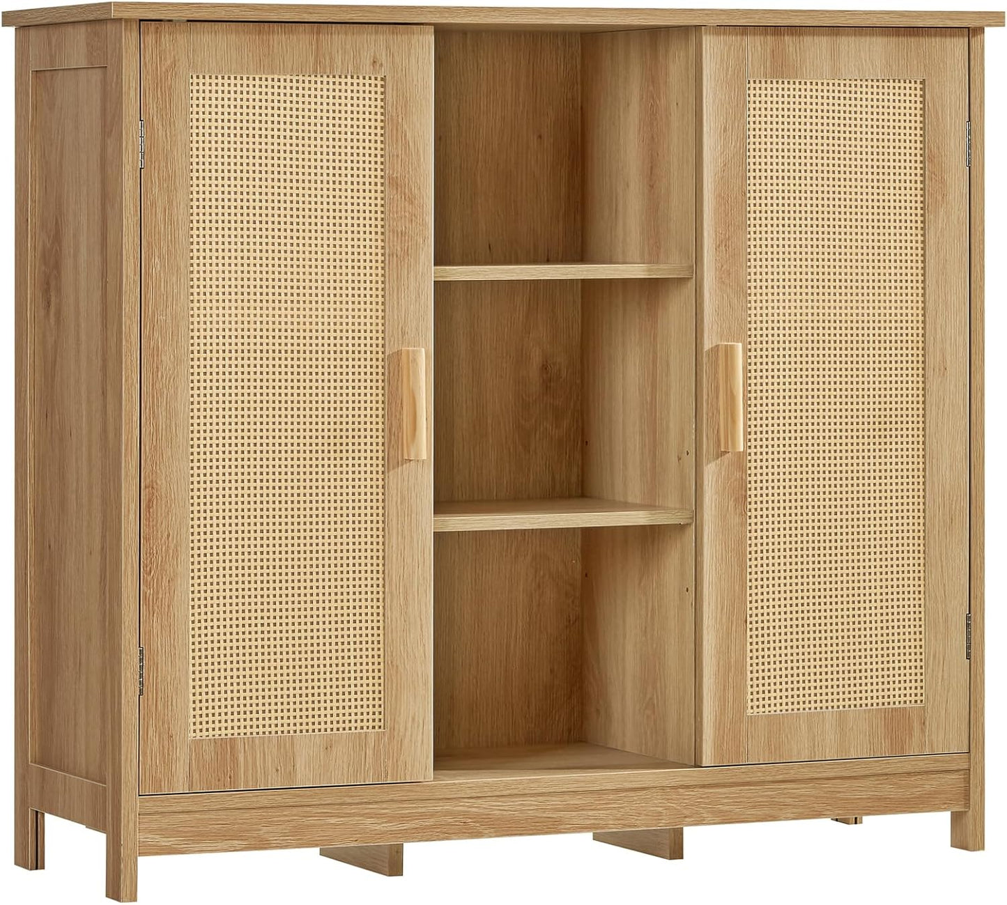 Iwell Tall Bathroom Cabinet, Storage Cabinet with 2 Drawers & Adjustable Shelves, Bathroom Storage Cabinet for Living Room, Dining Room, Entryway, White