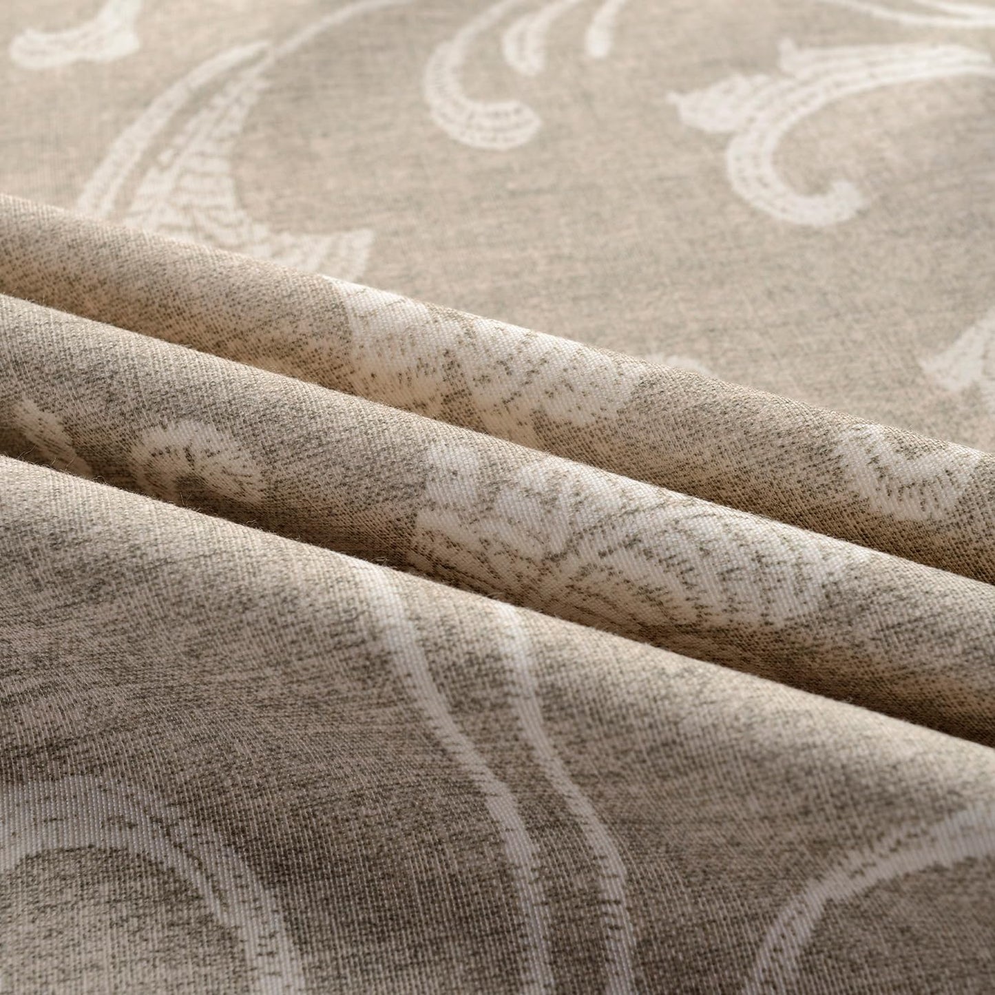 VOGOL Light Brown Leaves Printed Curtains & Drapes, 2 Panels Light Filtering Privacy Curtains for Bedroom Living Room, 52 x 84 Inches Linen Textured Window Treatment, Grommet Top