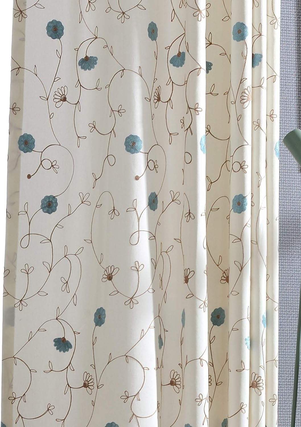 VOGOL Light Brown Leaves Printed Curtains & Drapes, 2 Panels Light Filtering Privacy Curtains for Bedroom Living Room, 52 x 84 Inches Linen Textured Window Treatment, Grommet Top