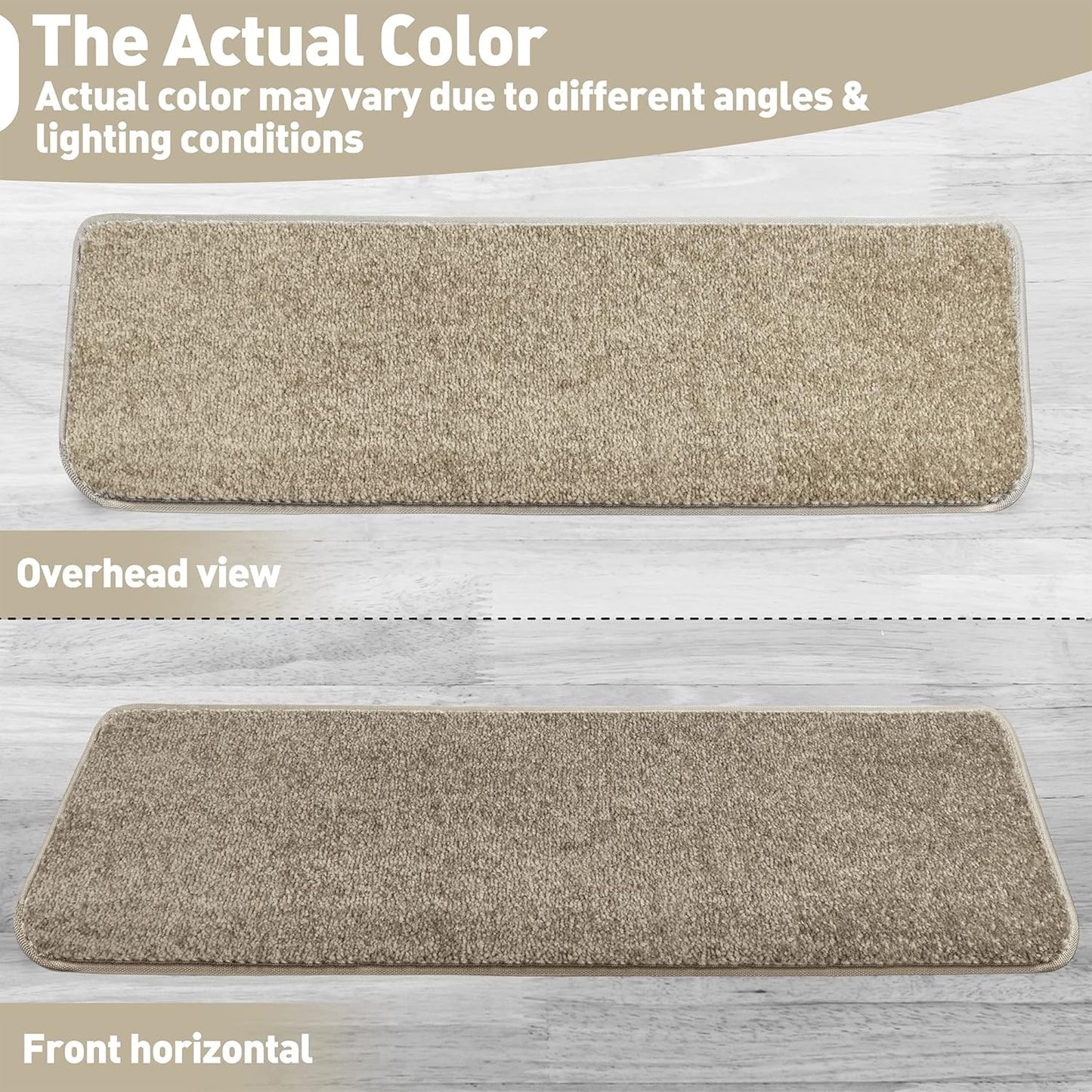 PURE ERA Bullnose Carpet Stair Treads Set Tape Free Non-Slip Indoor Stair Protectors Pet Friendly Rugs Covers Soft Skid Resistant Washable Reusable 9.5" x 30"(14 Pieces,Cream Gray)