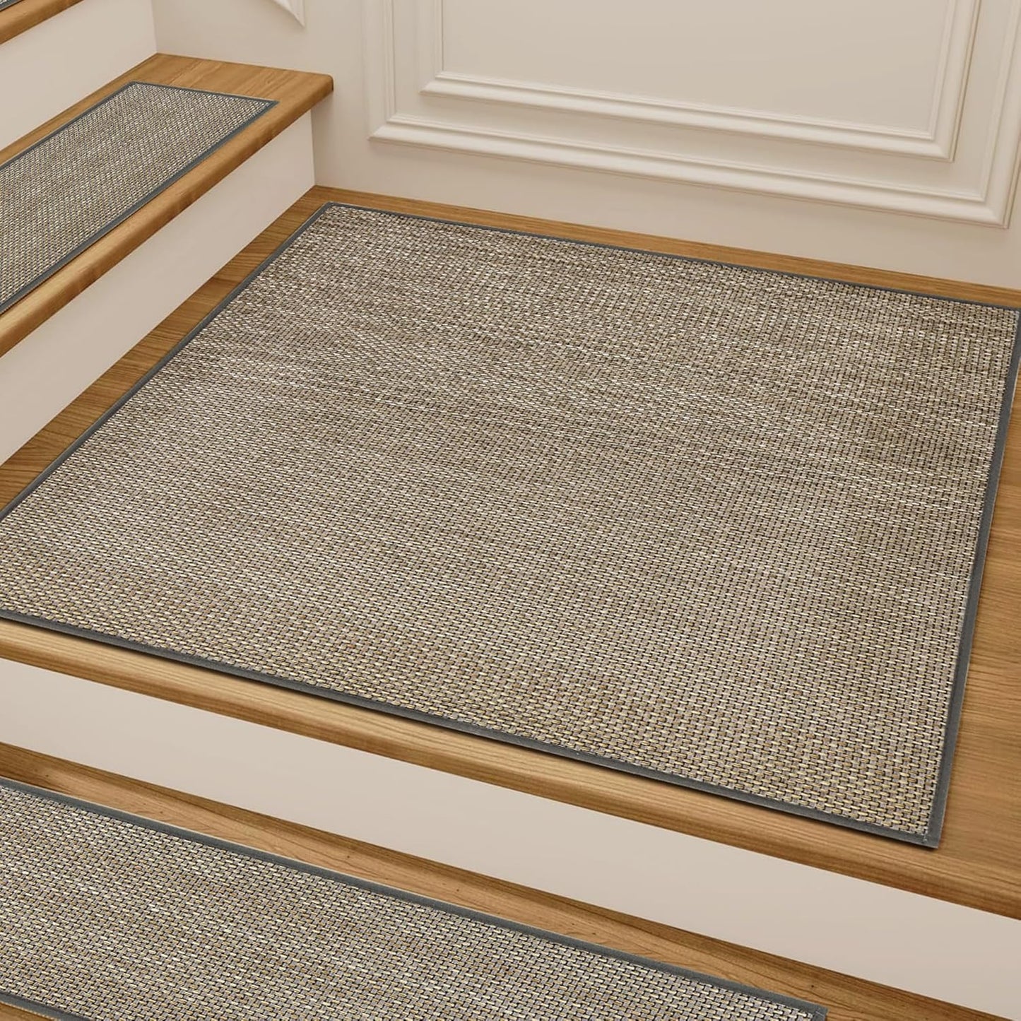 15pcs Stairs Treads and 1 Landing Carpet, Breathable Chenille Stair Carpet Non Slip for Wooden Steps Rubber Backing Stairs Runner Indoor Treads Stair Covers Mat 8"X30" and 30"X30"