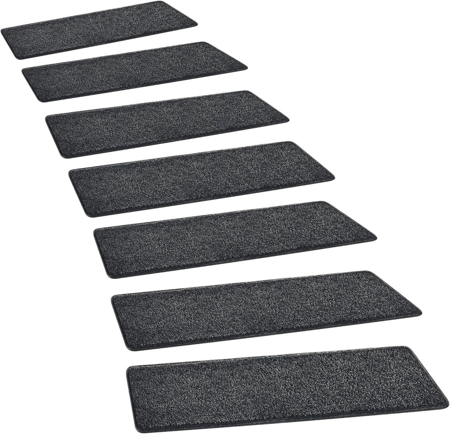 PURE ERA Bullnose Carpet Stair Treads Set Tape Free Non-Slip Indoor Stair Protectors Pet Friendly Rugs Covers Soft Skid Resistant Washable Reusable 9.5" x 30"(14 Pieces,Cream Gray)