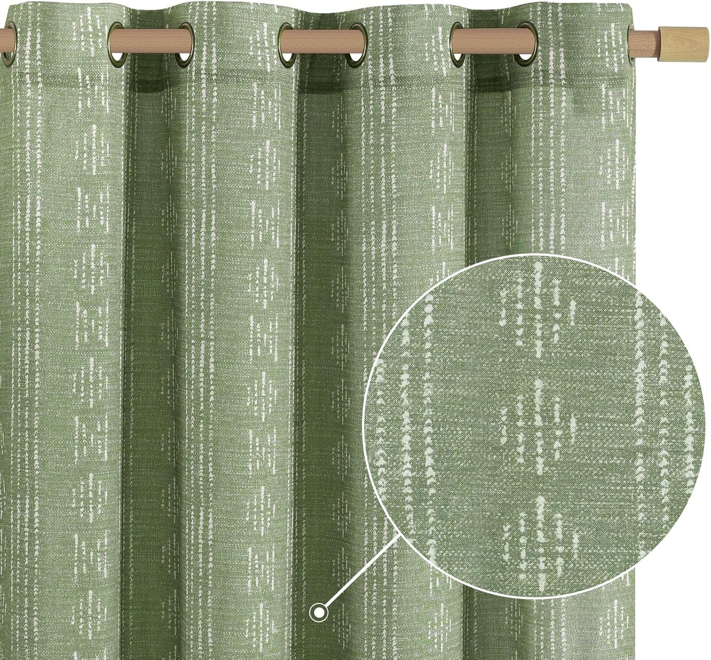 jinchan Linen Blend Boho Curtains for Living Room, 84 Inch Long Blue Printed on Beige Retro Farmhouse Bohemian Geometric Drapes, Light Filtering Back Tab Curtains 2 Panels