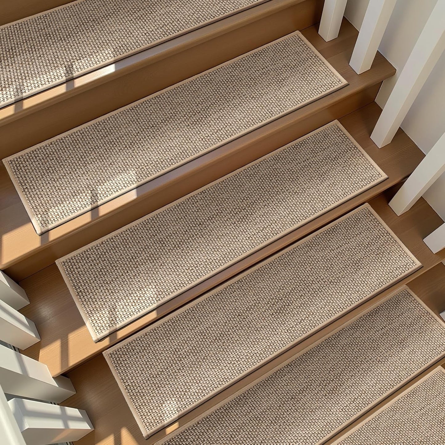 15pcs Stairs Treads and 1 Landing Carpet, Breathable Chenille Stair Carpet Non Slip for Wooden Steps Rubber Backing Stairs Runner Indoor Treads Stair Covers Mat 8"X30" and 30"X30"