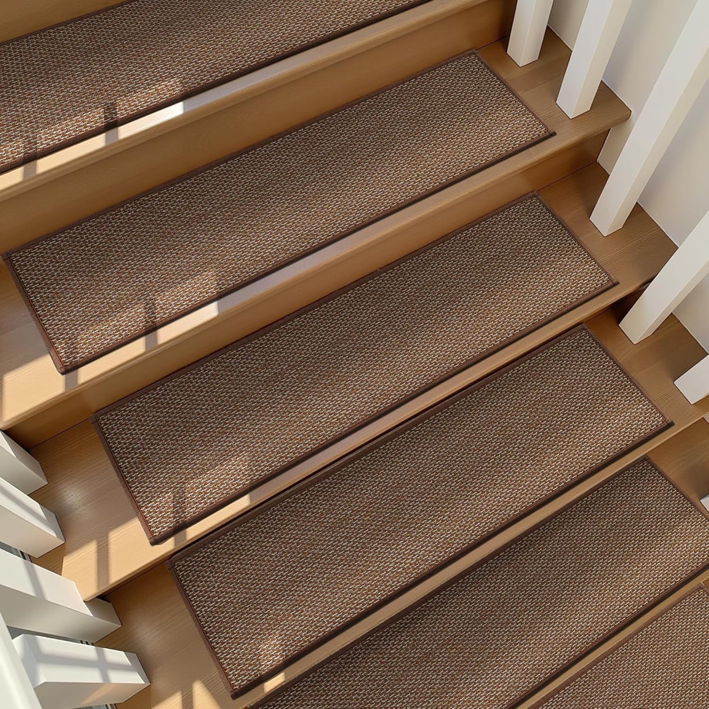 15pcs Stairs Treads and 1 Landing Carpet, Breathable Chenille Stair Carpet Non Slip for Wooden Steps Rubber Backing Stairs Runner Indoor Treads Stair Covers Mat 8"X30" and 30"X30"