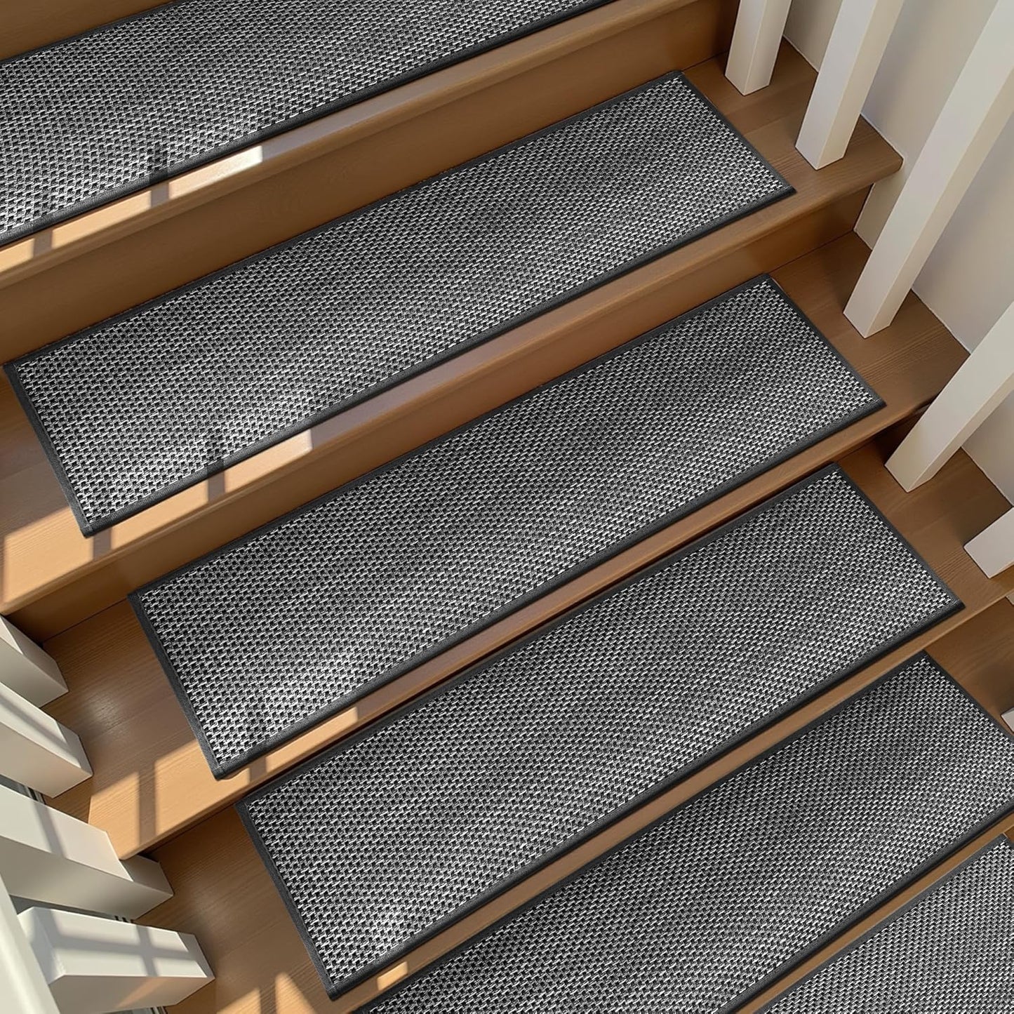 15pcs Stairs Treads and 1 Landing Carpet, Breathable Chenille Stair Carpet Non Slip for Wooden Steps Rubber Backing Stairs Runner Indoor Treads Stair Covers Mat 8"X30" and 30"X30"
