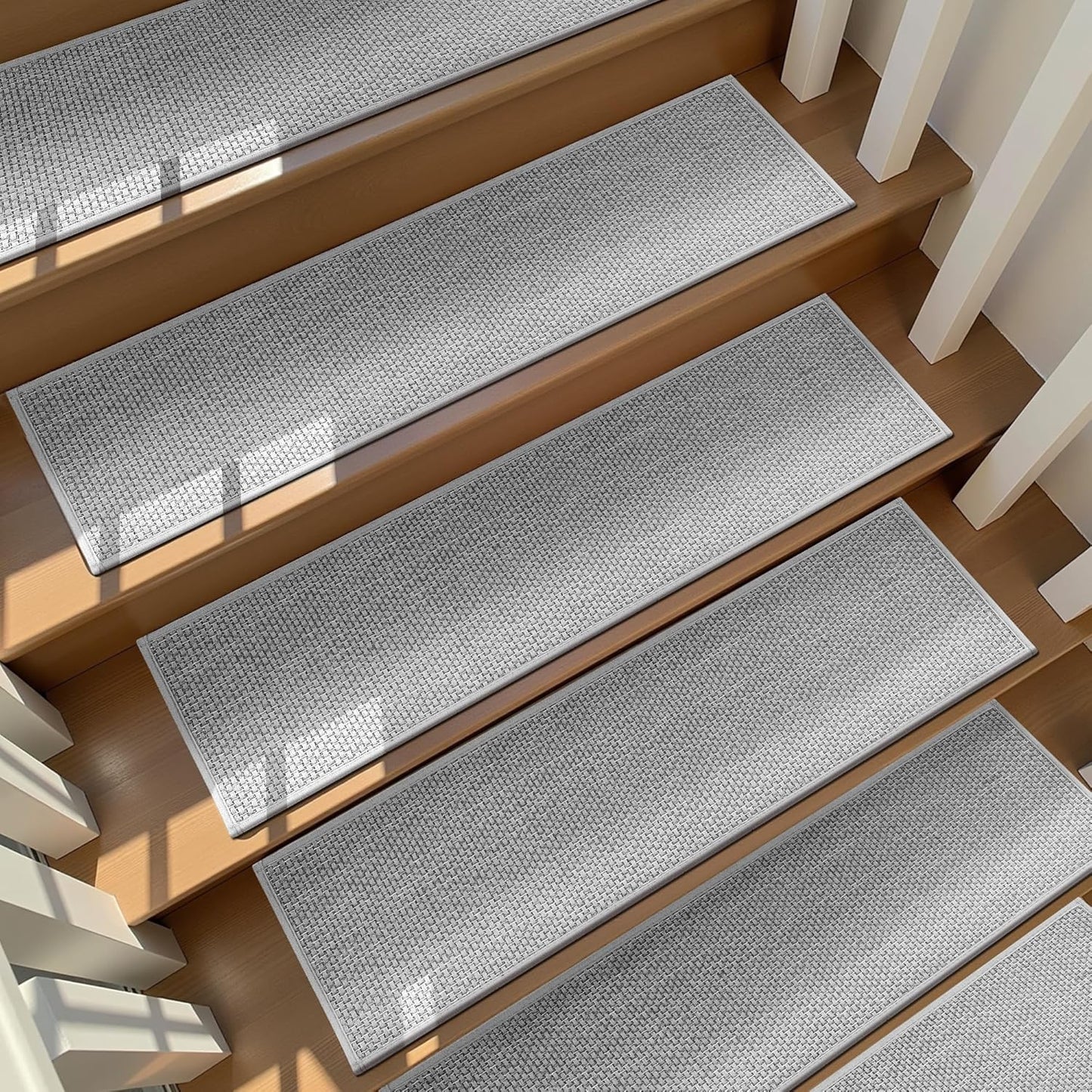 15pcs Stairs Treads and 1 Landing Carpet, Breathable Chenille Stair Carpet Non Slip for Wooden Steps Rubber Backing Stairs Runner Indoor Treads Stair Covers Mat 8"X30" and 30"X30"